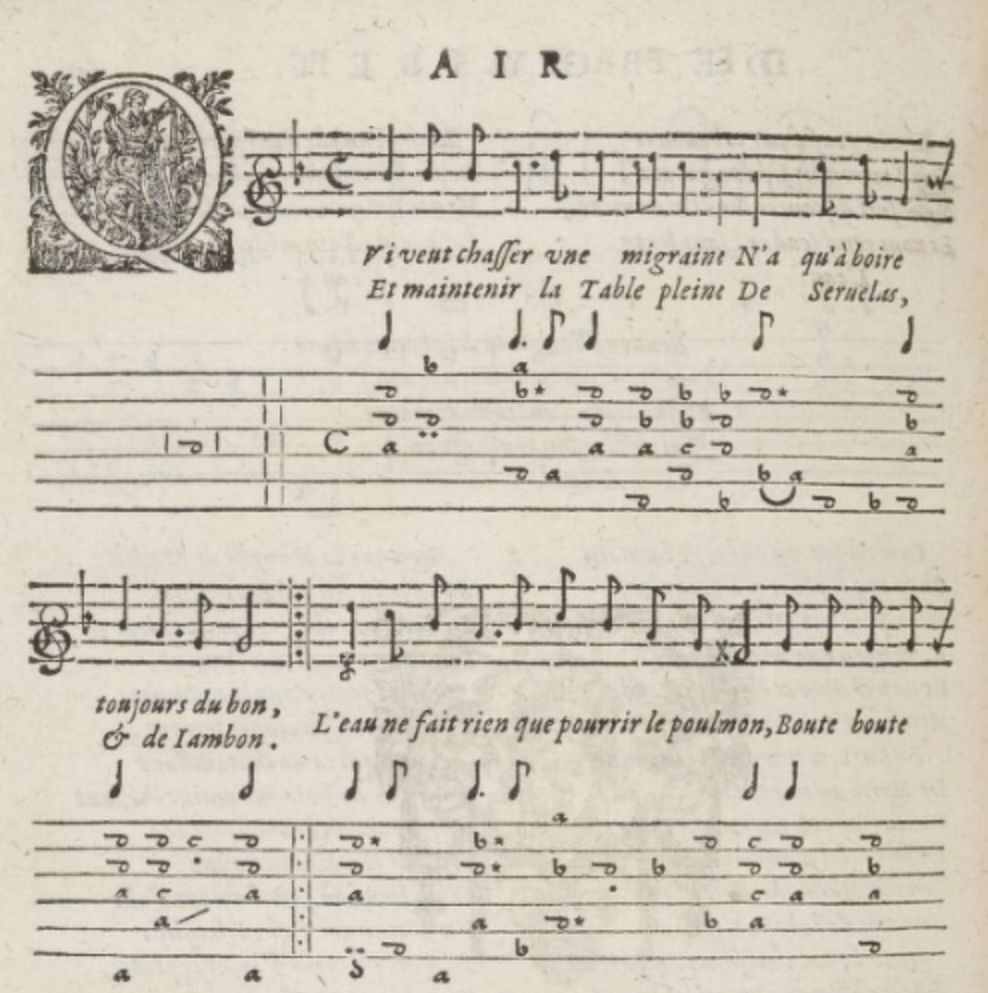 page of 17th century music manuscript